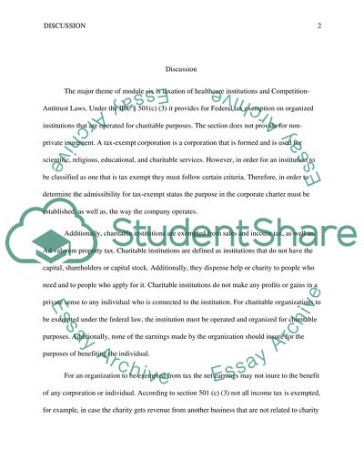 Taxation of Healthcare Institutions