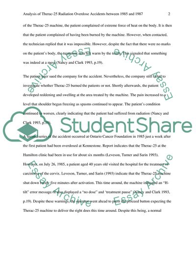 Therac-25 Radiation Overdose Accidents between 1985 and 1987