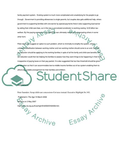 Child care should cut mothers tax