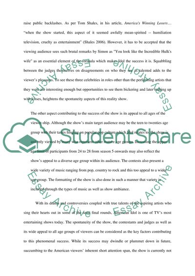 The television show AMERICAN IDOL. is a good show. and why it a good show