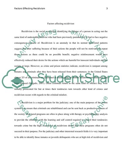 Importance Of The Factors Associated With Recidivism