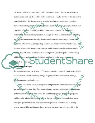 Social Organization of the Yanomamo Based on Kinship