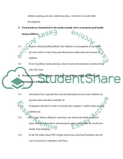 The ban on the advertising of convenience foods