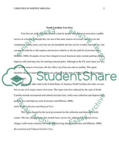 User Fees in North Carolina