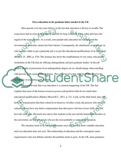 Over-education in the graduate labour market in the UK