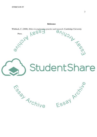 Ethics in IT Assignment