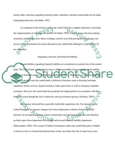 The Key Roles of the Central Bank in an Economy