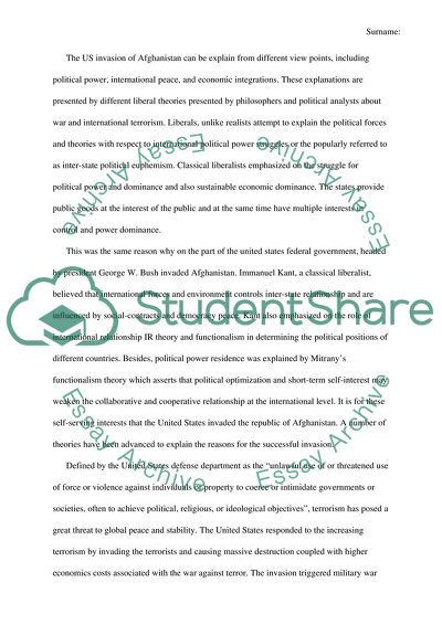 The Motives of the US Invasion of Afghanistan