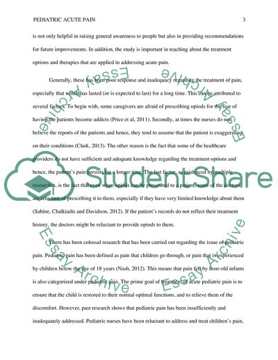 Pediatric Acute Pain Issue