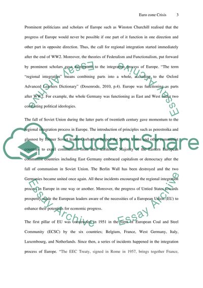 Effect of Euro Zone Crisis on the European Integration Project