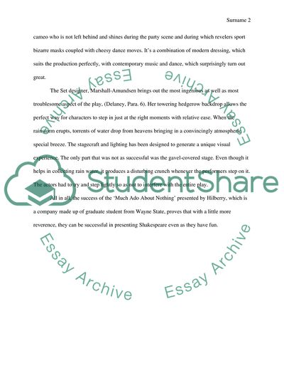 How did the director choose to stage Shakespeares play, acting, costumes, set design, lighting and sound