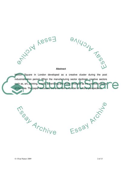 Creative Clusters & Gentrification with focus on the Hoxton area in London
