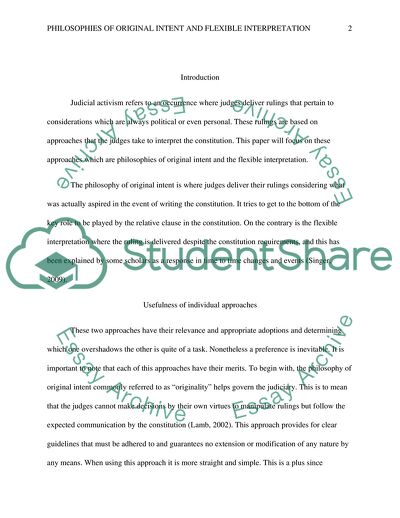 Philosophies of Original Intent and Flexible Interpretation