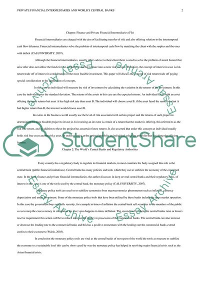 Private Financial Intermediaries and Worlds Central Banks