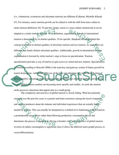 The Growth of Segmentation in International Tourism into Niche Tourism