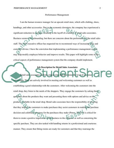 Job Description for Retail Sales Associates