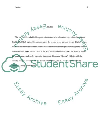 The No Child Left Behind Program