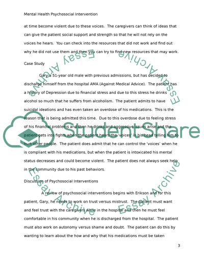 Mental Health Psychosocial Intervention