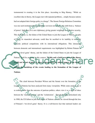 The US Failure to Join the League of Nations