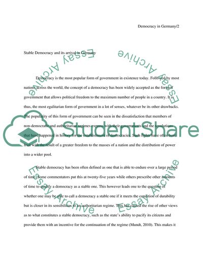 The Arrival of Stable Democracy in Germany