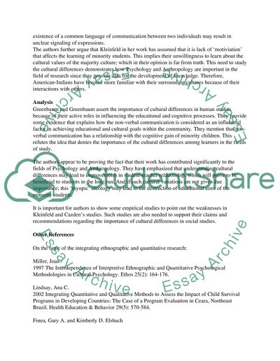 Integrating Ethnographic and Quantitative Research