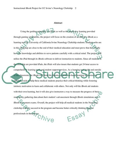 The Creation of an Effective Ibook as a Learning Tool for Neurology