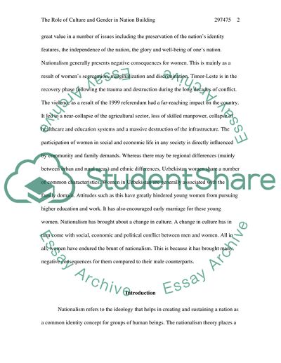 The Role of Culture and Gender in Nation Building