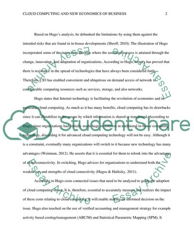 Cloud Computing and the New Economics of Business