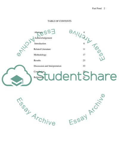 Fast Food: The Level of Public Consciousness on Health Effects