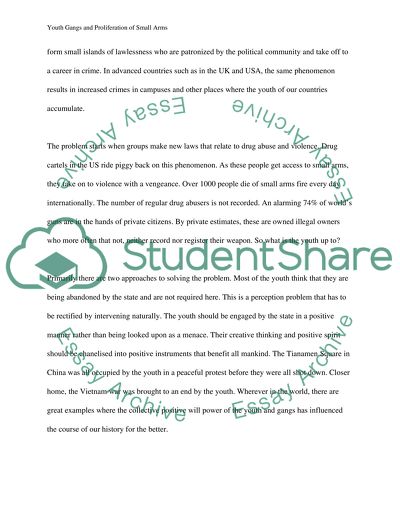 Youth Gangs and Proliferation of Small Arms