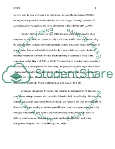 Cross-Cultural Theories: Companies in Different Countries