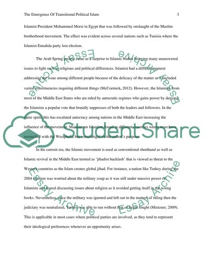 Describe the emergence of transitional political islam