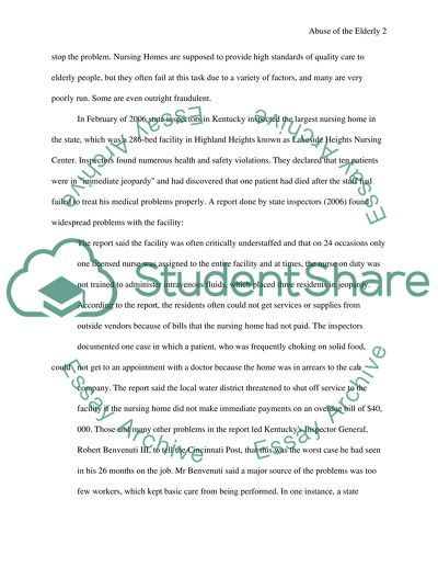 Elder Abuse in Nursing Homes