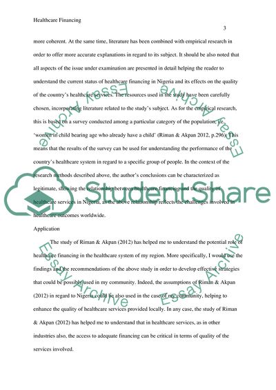 Healthcare Financing and Health Outcomes in Nigeria by Riman and Akpan