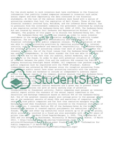 The Sarbanes-Act of 2002 and its Effects on Businesses