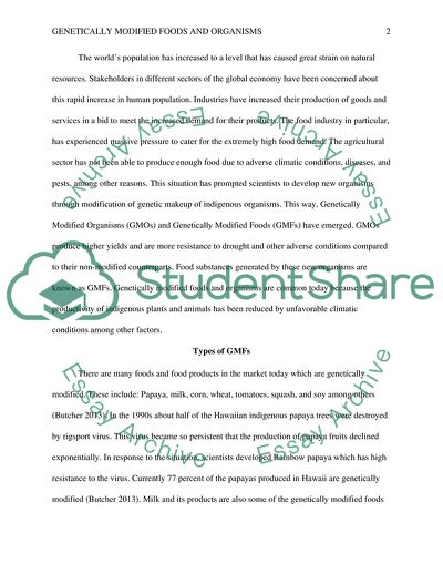 Genetically Modified Foods Case Study Example | Topics and Well Written