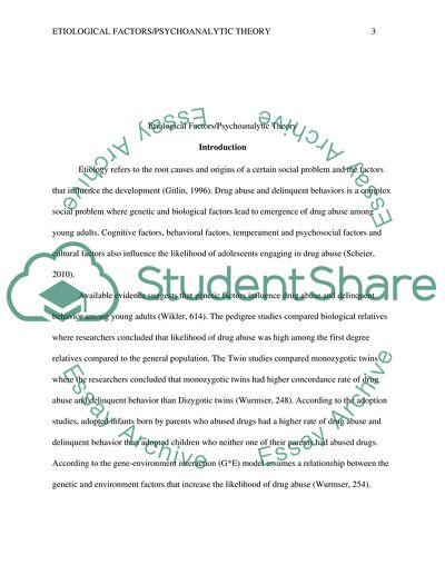 Etiological Factors/Psychoanalytic Theory