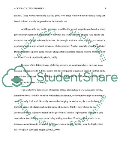 Accuracy of Memories