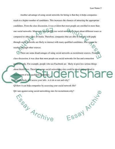 Social Networking Sites as Recruitment Sources