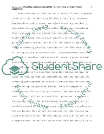 Community and Problem Oriented Policing: Their Affect on Police Supervisors