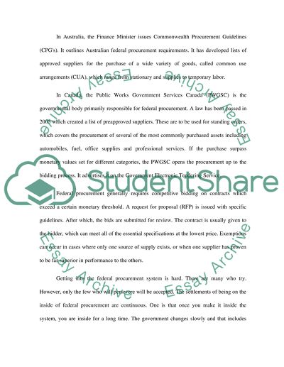 Describe the legal and administrative framework of the federal procurement process