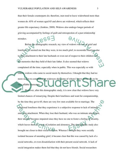 Vulnerable Population and Self-Awareness Paper