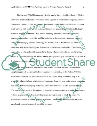 An Evaluation of WKMNs A Newbies Guide to Wireless Networks Tutorial