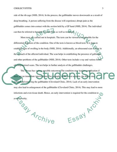 Symptoms, Possible Diagnostic Tests, and Outcomes of Cholecystitis