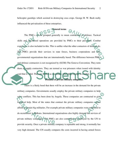 Role of Private Military Companies in International Security