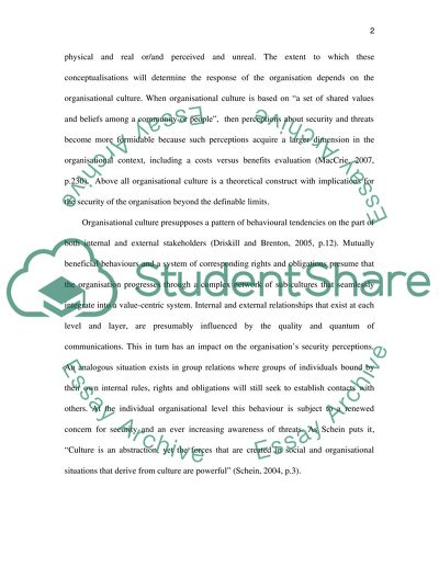 The correlation between organisational culture and security