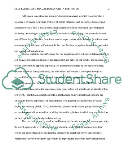 Self-Esteem and Sexual Behaviors in the Youth