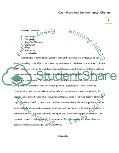 Capitalism and Environmental Change