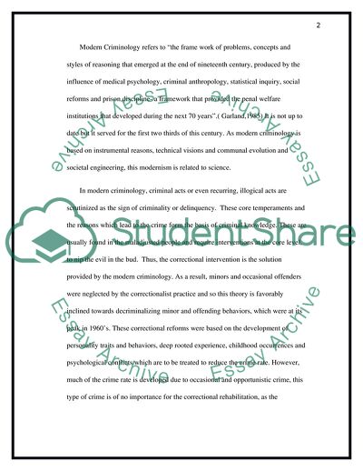 Criminology and its Modernism