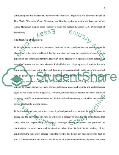 The Break of Yugoslavia and International Law